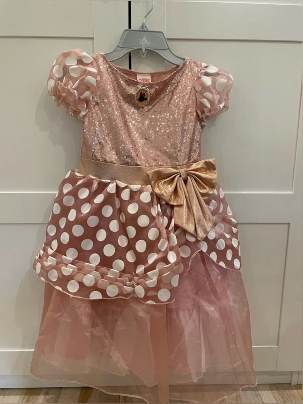 Disney Minnie Mouse Dress Girls Halloween Costume Rose Gold (Size:5/6)